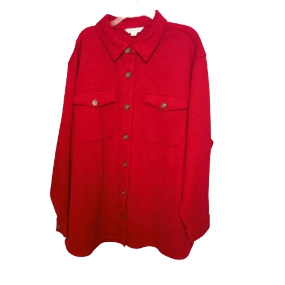 Coldwater Creek -Women's  Red Button-Up Shacket - Size 3X